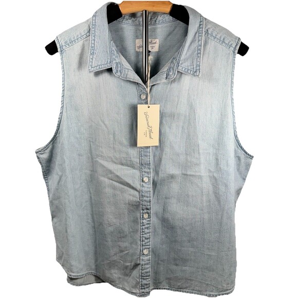 Universal Thread Tops - Universal Thread Womens Light Denim Shirt Sleeveless Button Front Tank XL NWT